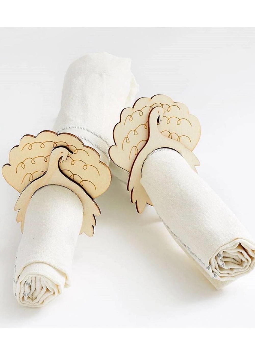 Meri Meri NEW Set of 2 Boxes of Wooden Thanksgiving Turkey Napkin Rings